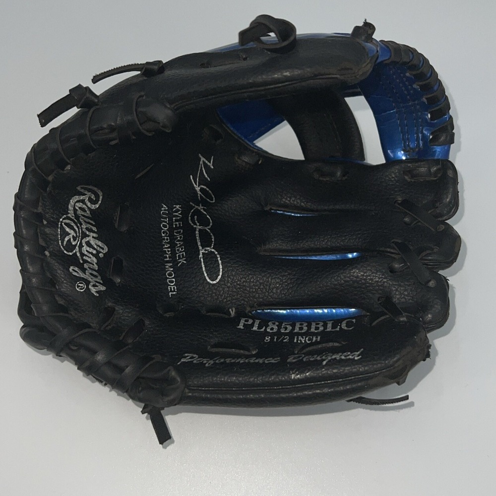Rawlings Left Handed Baseball Glove Youth 8.5 Inch PL85BBLC Metallic‎ Blue/black